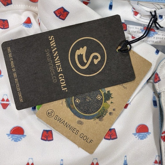 NWT Swannies Golf Polo Shirt Mens Large Swim Pool Pattern Short Sleeve *Logo - Picture 6 of 12